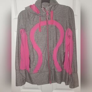 Lululemon IN STRIDE JACKET,size 10, Heathered Slate Hot Pink
